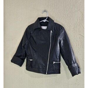 Xhilaration Girls Faux Leather Jacket Black Moto Size S Zip Pockets